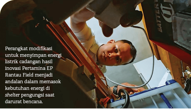 Perangkat modifikasi untuk menyimpan energi listrik cadangan hasil inovasi Pertamina EP Rantau Field menjadi andalan ...