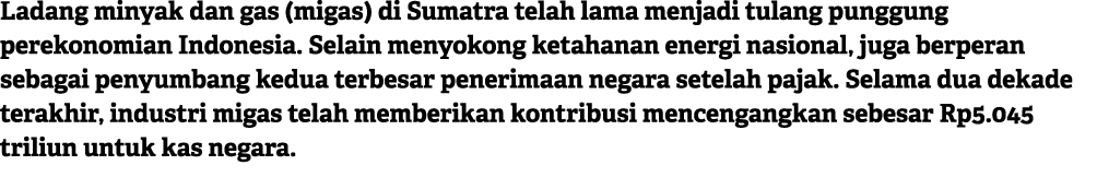 Ladang minyak dan gas (migas) di Sumatra telah lama menjadi tulang punggung perekonomian Indonesia. Selain menyokong ...