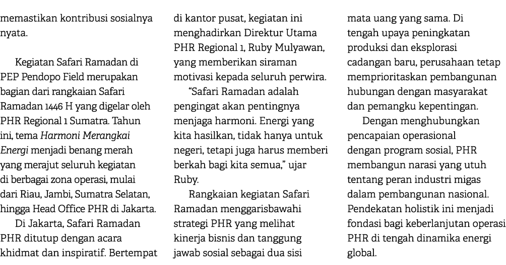 memastikan kontribusi sosialnya nyata. Kegiatan Safari Ramadan di PEP Pendopo Field merupakan bagian dari rangkaian S...