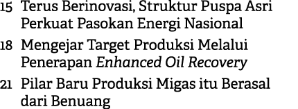 15 Terus Berinovasi, Struktur Puspa Asri Perkuat Pasokan Energi Nasional 18 Mengejar Target Produksi Melalui Penerapa...