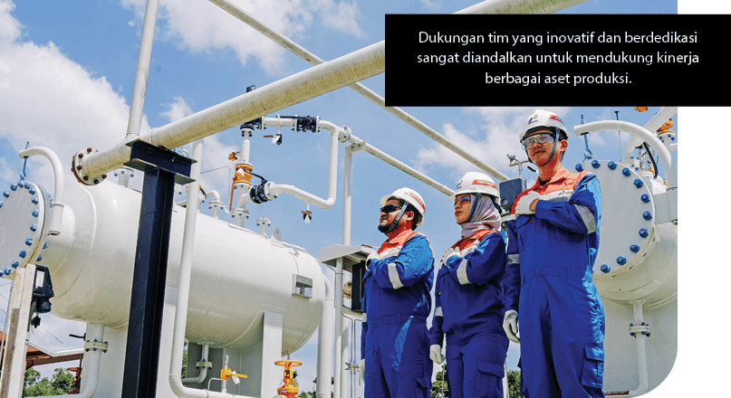Dukungan tim yang inovatif dan berdedikasi sangat diandalkan untuk mendukung kinerja berbagai aset produksi