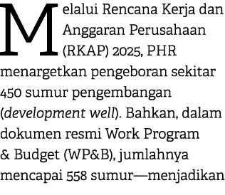 Melalui Rencana Kerja dan Anggaran Perusahaan (RKAP) 2025, PHR menargetkan pengeboran sekitar 450 sumur pengembangan ...