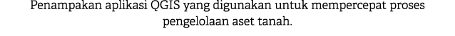 Penampakan aplikasi QGIS yang digunakan untuk mempercepat proses pengelolaan aset tanah. 