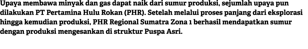 Upaya membawa minyak dan gas dapat naik dari sumur produksi, sejumlah upaya pun dilakukan PT Pertamina Hulu Rokan (PH...