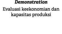 Demonstration Evaluasi keekonomian dan kapasitas produksi