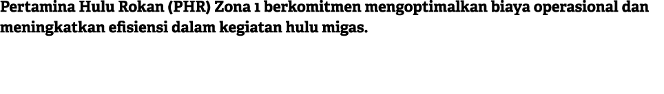 Pertamina Hulu Rokan (PHR) Zona 1 berkomitmen mengoptimalkan biaya operasional dan meningkatkan efisiensi dalam kegia...