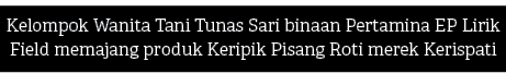 Kelompok Wanita Tani Tunas Sari binaan Pertamina EP Lirik Field memajang produk Keripik Pisang Roti merek Kerispati