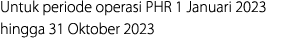 Untuk periode operasi PHR 1 Januari 2023 hingga 31 Oktober 2023