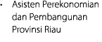 • Asisten Perekonomian dan Pembangunan Provinsi Riau
