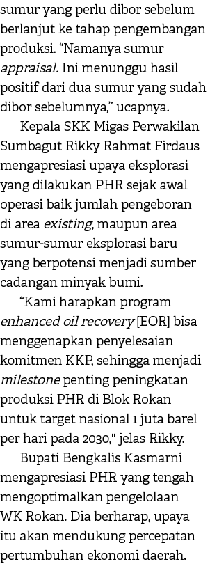 sumur yang perlu dibor sebelum berlanjut ke tahap pengembangan produksi. “Namanya sumur appraisal. Ini menunggu hasil...