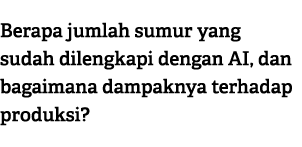 Berapa jumlah sumur yang sudah dilengkapi dengan AI, dan bagaimana dampaknya terhadap produksi?